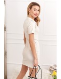 Cotton dress with short sleeves, light beige FK509 - Online store - Boutique